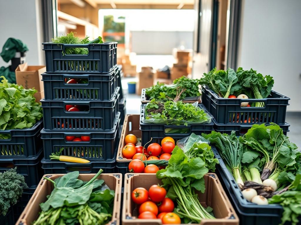 Boxes of fresh produce packed and ready for delivery